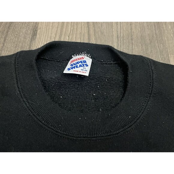 Vintage Sweatshirt Jerzees Mens XL Black Sabers Plaid Logo 90s Super Sweats USA - Picture 4 of 6